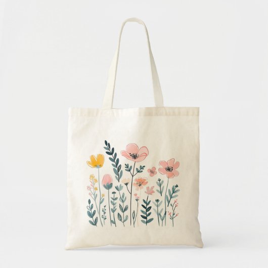 Tote Bag Fleurs de cartons mignonnes Aquarelle Florale Dess (Devant)