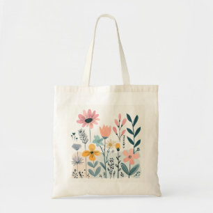 Tote Bag Fleurs de cartons mignonnes Aquarelle Florale Dess
