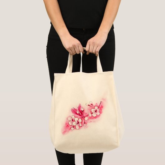 Tote Bag Fleurs de cerisier d'aquarelle (Devant (produit))