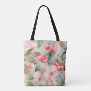 Tote Bag Fleurs de cerisier et cerises Art de printemps