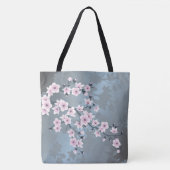 Tote Bag Fleurs de cerisier Floral Dusty Rose Bleu (Devant)