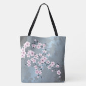 Tote Bag Fleurs de cerisier Floral Dusty Rose Bleu (Dos)