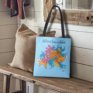 Tote Bag Fleurs de cerisiers de Lotus Koi Fish