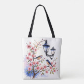 Tote Bag Fleurs de cerisiers et oiseaux (Dos)