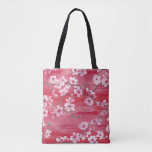 Tote Bag Fleurs de cerisiers, sans soudure, motif aquarelle