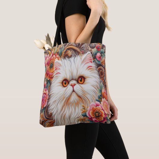 Tote Bag Fleurs de chaton persan, Plaisir Floral Chat persa (De près)