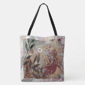 Tote Bag Fleurs de chouettes et branches Collage de tapisse (Dos)