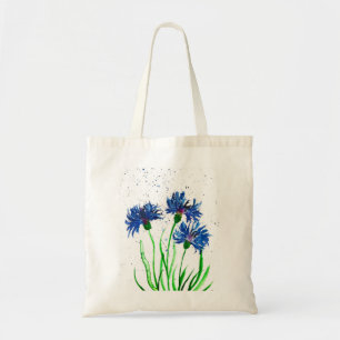 Tote Bag Fleurs de Cornflowers bleu floral rustique joli mo