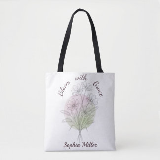 Tote Bag Fleurs de cosmos botaniques personnalisées avec no