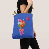 Tote Bag Fleurs de Crochet Papillon et Bow (De près)