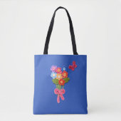 Tote Bag Fleurs de Crochet Papillon et Bow impression (Devant)