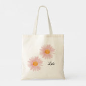 Tote Bag Fleurs de daisy rose blush avec monogramme (Dos)