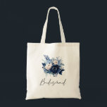 Tote Bag Fleurs de Demoiselle d'Honneur Bleue<br><div class="desc">Fleurs d'invitation de mariage bleu comprenant des florales bleues foncées et claires - pour une demoiselle d'honneur</div>