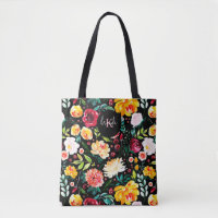 Fleurs de jardin anglais coloré monogrammes motif