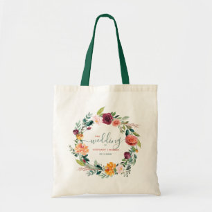 Tote Bag Fleurs de jardin anglais Wreath Custom Wedding Tex