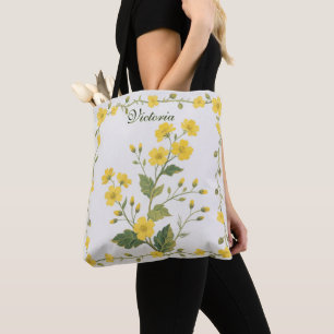 Tote Bag Fleurs de jardin mignonnes florales jaunes 