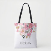 Tote Bag Fleurs de Jardin Rose Floral Personnalisé (Devant)