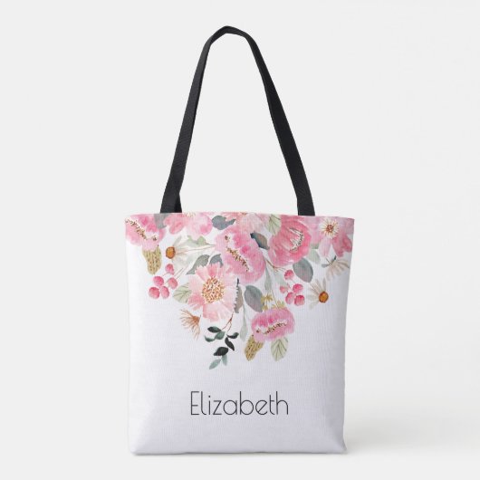 Tote Bag Fleurs de Jardin Rose Floral Personnalisé (Dos)