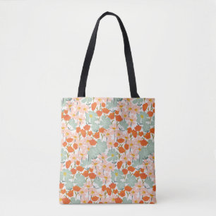 Tote Bag Fleurs de jardin : rose, orange sans soudure