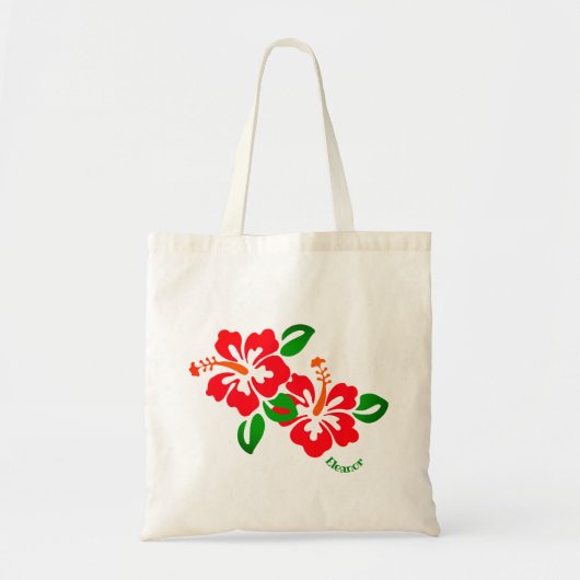 Tote Bag Fleurs de ketmie et feuille exotiques et stylisés (Devant)