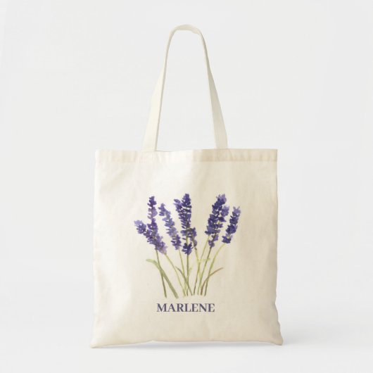 Tote Bag Fleurs de lavande à l'aquarelle florale violette (Devant)