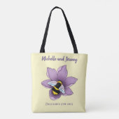 Tote Bag Fleurs de lavande de bourdon Jaune (Dos)