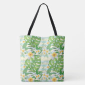 Tote Bag Fleurs de l'île et Feuilles Monstera Personnalisé (Dos)