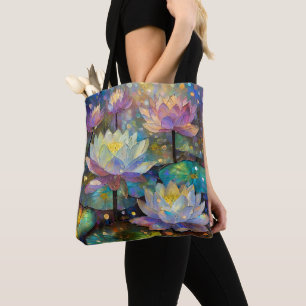 Tote Bag Fleurs de lotus délicates s'épanouissant dans la n