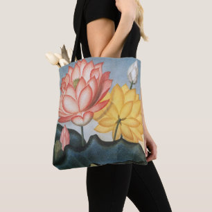 Tote Bag Fleurs de Lotus vintages, Le Haricot Égyptien Sacr