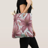 Tote Bag Fleurs de lys aquarelle rose (De près)