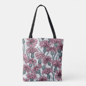 Tote Bag Fleurs de maïs roses, fleurs sauvages sur blanc (Dos)