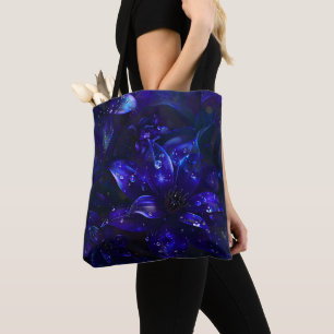 Tote Bag Fleurs de minuit argentées