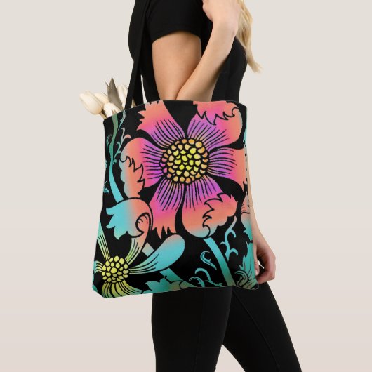 Tote Bag Fleurs de néon (De près)