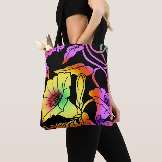 Tote Bag Fleurs de néon (De près)