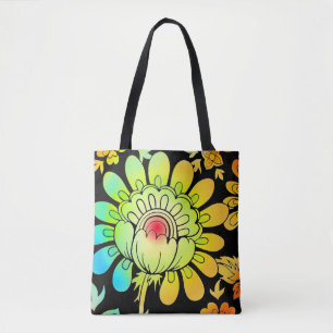 Tote Bag Fleurs de néon