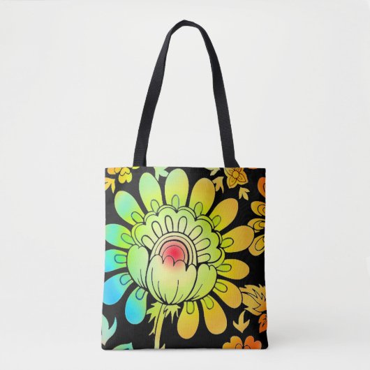 Tote Bag Fleurs de néon (Devant)