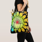 Tote Bag Fleurs de néon (De près)