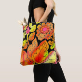 Tote Bag Fleurs de néon (De près)