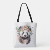 Tote Bag Fleurs de Panda Aquarelle                         (Dos)