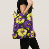 Tote Bag Fleurs de Pansy Jaune et Violet (De près)