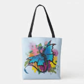 Tote Bag Fleurs de papillon bleu Dragon (Dos)