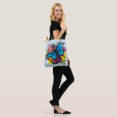 Tote Bag Fleurs de papillon bleu Dragon (Sur le modèle)