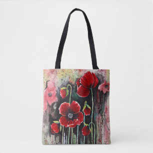 Tote Bag Fleurs De Pavot En Aquarelle