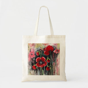 Tote Bag Fleurs De Pavot En Aquarelle