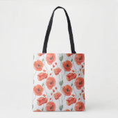 Tote Bag Fleurs de pavot stylées simples Motif d'aquarelle (Devant)
