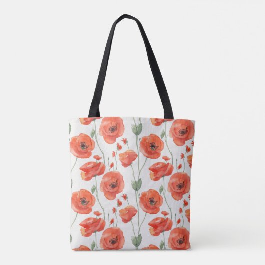 Tote Bag Fleurs de pavot stylées simples Motif d'aquarelle (Dos)