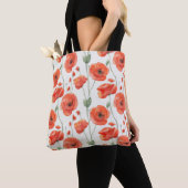 Tote Bag Fleurs de pavot stylées simples Motif d'aquarelle (De près)
