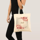 Tote Bag Fleurs de peinture à l'eau rose moderne pailletée  (Devant (produit))