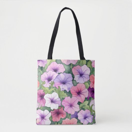 Tote Bag Fleurs de pétunia aquarelle (Devant)