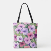 Tote Bag Fleurs de pétunia aquarelle (Dos)